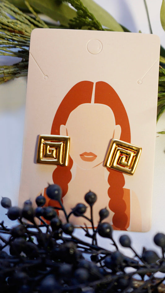 24k Greek Goddess Stud Earrings